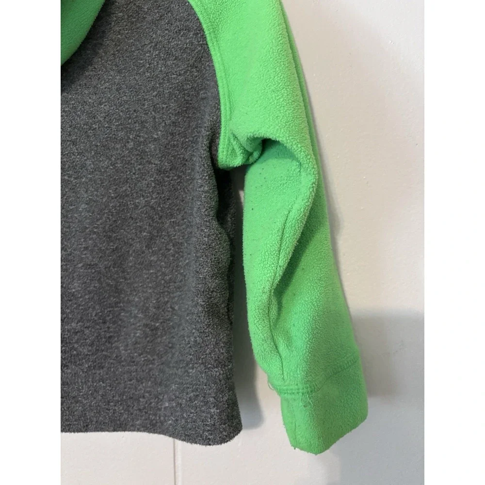 The North Face Toddlers Boy 2T Fleece Jacket Zip Green Gray Blue Pockets Hooded‎